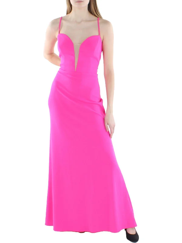 Long Sleeve Bodycon Party Dress for Sleek Look -Womens Plunging Long Evening Dress