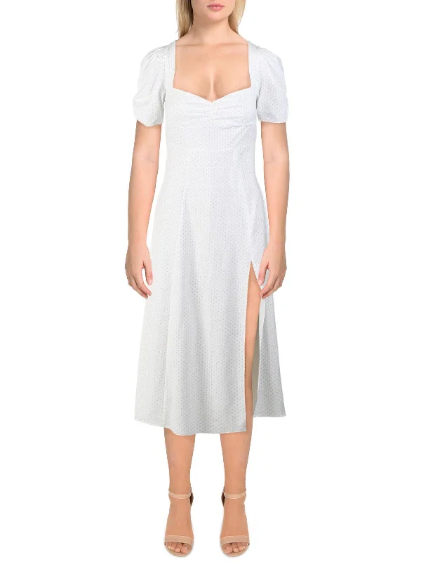 Bodycon Slip Dress -High Neck Slip Dress -Womens Puff Sleeves Slip Dress