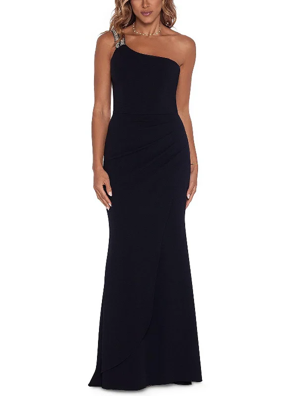 Dress with Puff Sleeves for Retro Party Look -Womens Rhinestone Maxi Evening Dress