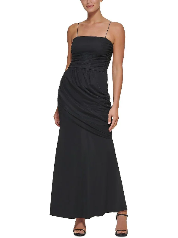 Soft Sheer Party Dress for Feminine Vibe -Womens Ruched Chiffon Evening Dress