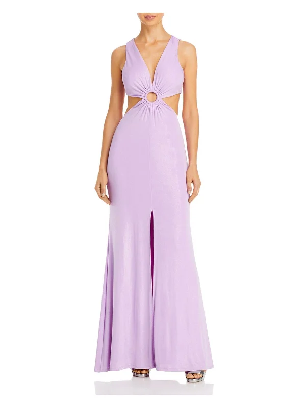 Mini Bodycon Party Dress with Mesh Detail -Womens Ruched Cut-Out Evening Dress