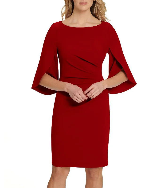 Chic Work Dress for Corporate Style -Womens Ruched Knee Wear to Work Dress