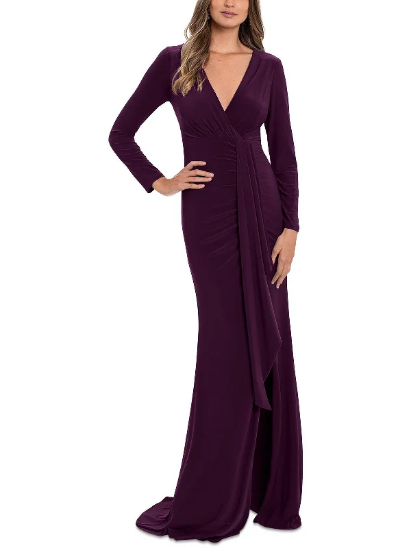 Double-Strap Party Dress for Trendy Appeal -Womens Ruched Long Evening Dress