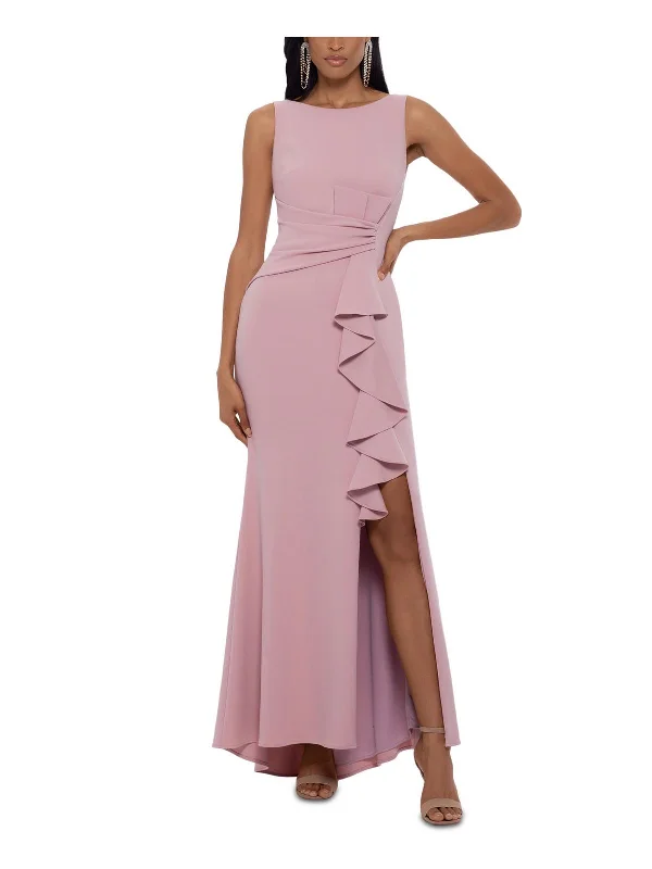 Asymmetrical Party Dress for Edgy Style -Womens Ruched Side Slit Formal Dress