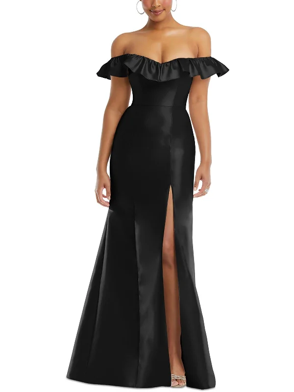 Strapless Bodycon Party Dress for Bold Vibe -Womens Ruffled Polyester Evening Dress