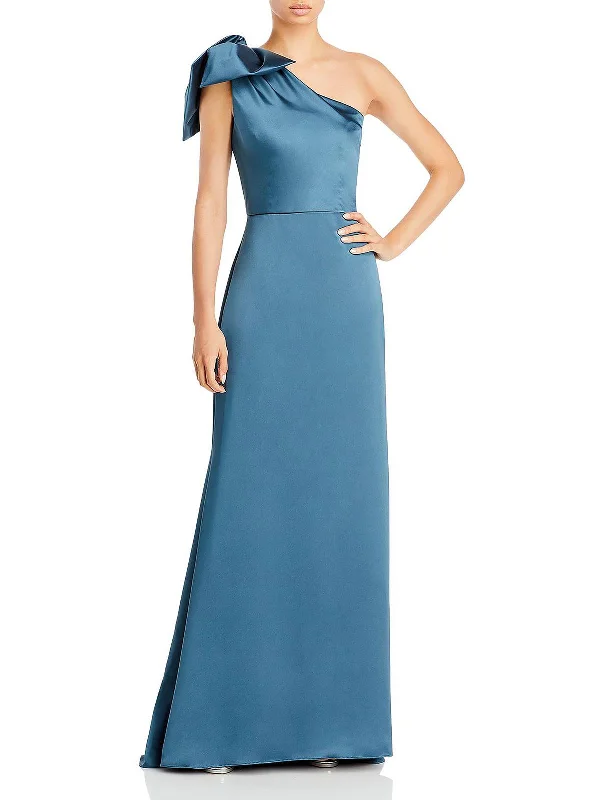 Cold Shoulder Party Dress for Elegant Vibe -Womens Satin A-Line Evening Dress