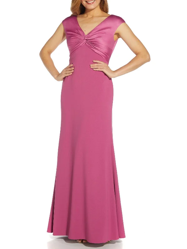 Bright Orange Party Dress for Fun Look -Womens Satin Crepe Evening Dress