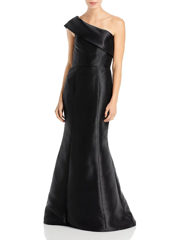 Satin Off-Shoulder Party Dress for Evening Glam -Womens Satin Maxi Evening Dress