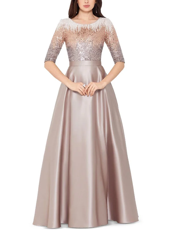 Strapless Sequin Party Dress for Glamorous Evening -Womens Satin Maxi Evening Dress