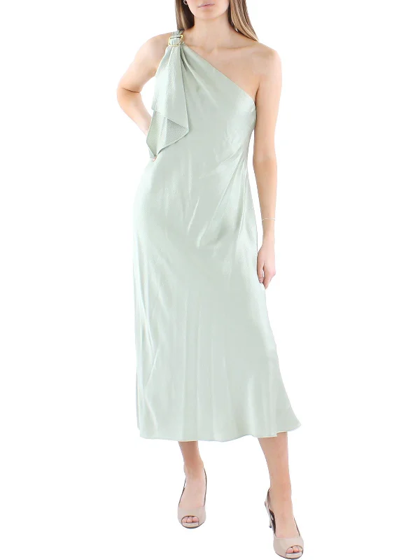 Formal Navy Blue Party Dress for Elegant Affair -Womens Satin One Shoulder Cocktail and Party Dress Formal Navy Blue Party Dress for Elegant Affair -Womens Satin One Shoulder Cocktail and Party Dress
