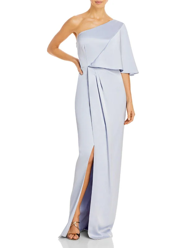 Silver Sequin Party Dress for Glittering Look -Womens Satin One Shoulder Evening Dress