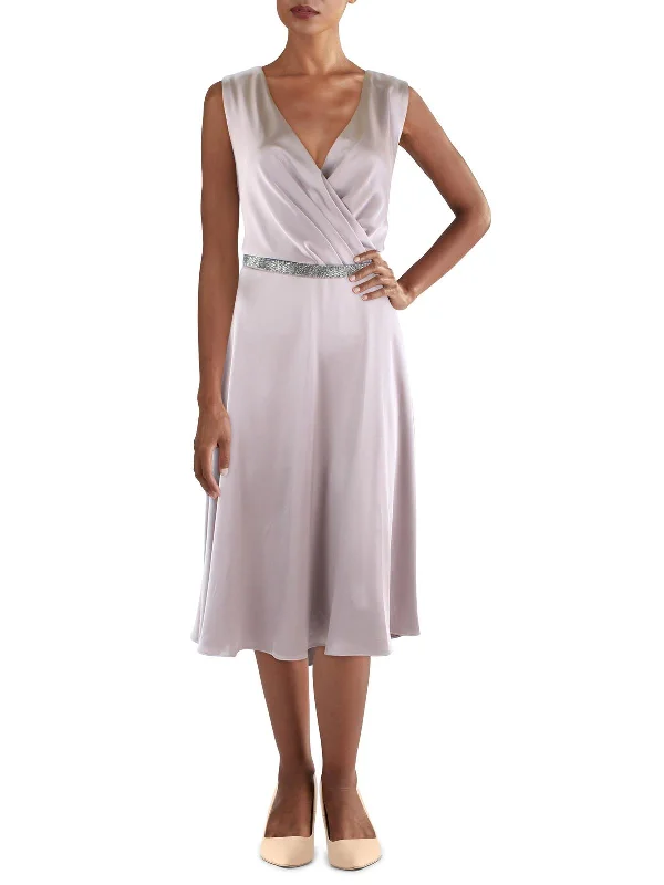 Sweetheart Neck Party Dress for Romantic Look -Womens Satin Sleeveless Cocktail and Party Dress