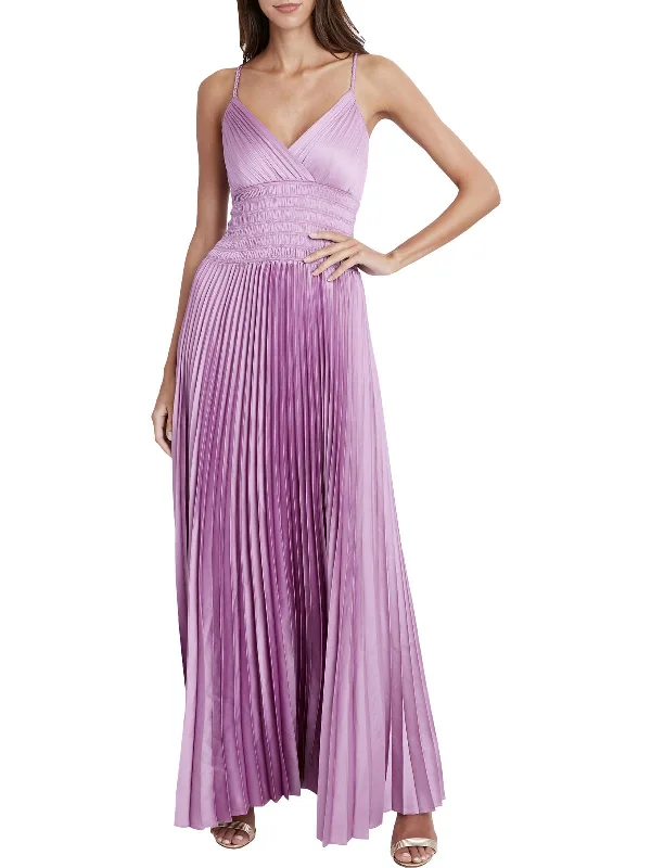 Lace Back Party Dress for Sexy Vibe -Womens Satin Smocked Waist Evening Dress