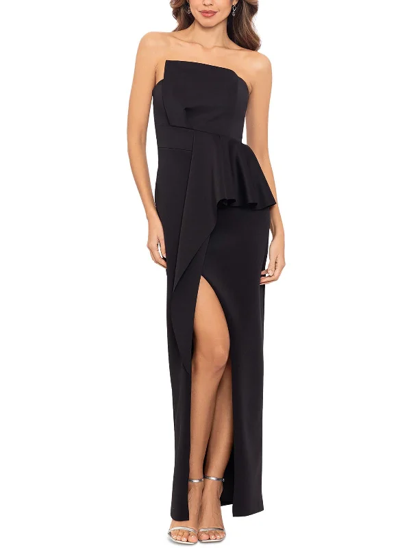 Asymmetrical Party Dress for Edgy Style -Womens Scuba Strapless Evening Dress