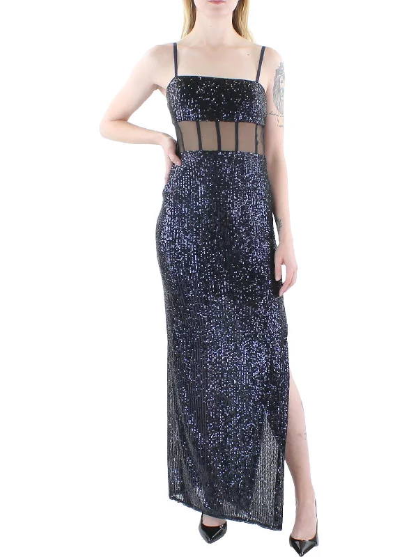 Full Skirt Party Dress for Retro Style -Womens Sequin Long Evening Dress
