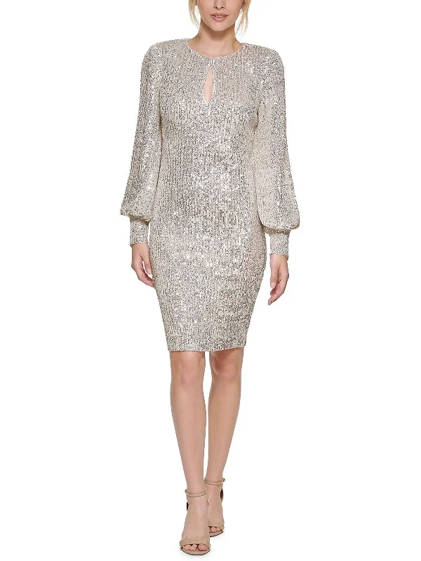 Chiffon Party Dress for Soft Movement -Womens Sequined Knee-Length Cocktail and Party Dress
