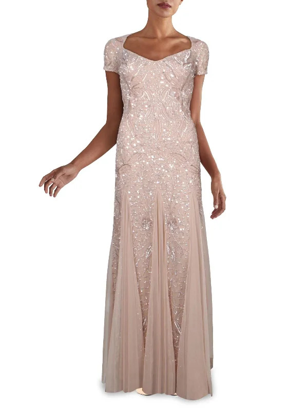 Open Back Mini Party Dress for Sexy Look -Womens Sequined Long Evening Dress