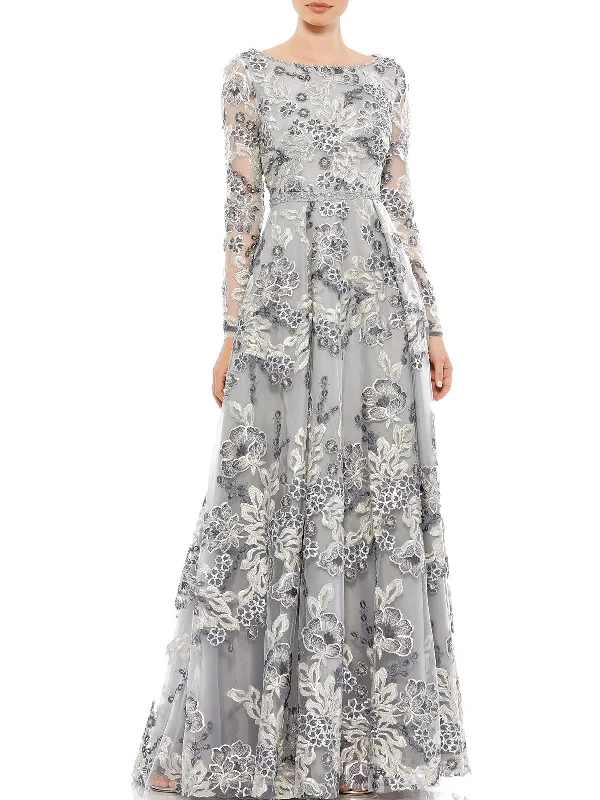 Cold Shoulder Party Dress for Elegant Vibe -Womens Sequined Long Evening Dress