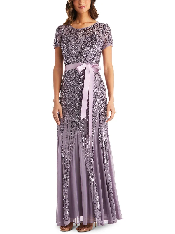 Gold Metallic Party Dress for Shiny Glam -Womens Sequined Maxi Evening Dress