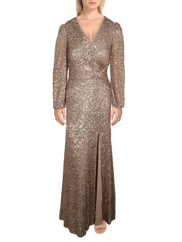 Vintage Inspired Party Dress for Retro Glam -Womens Sequined Maxi Evening Dress