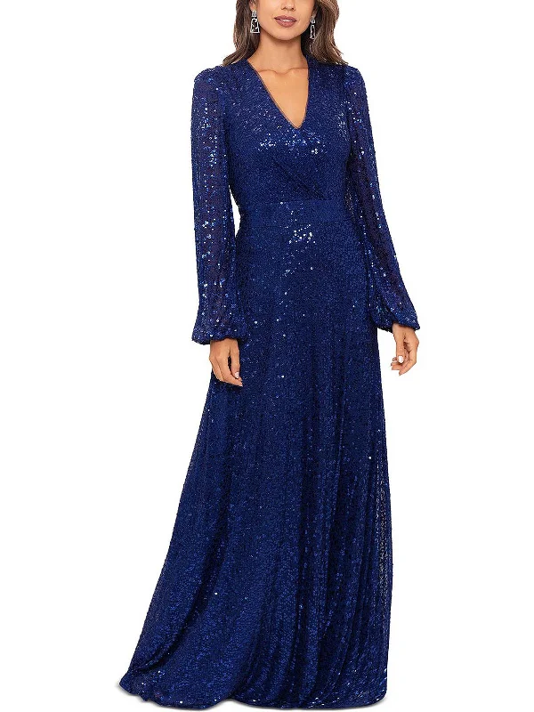 Pleated Party Dress for Elegant Evening -Womens Sequined Maxi Evening Dress