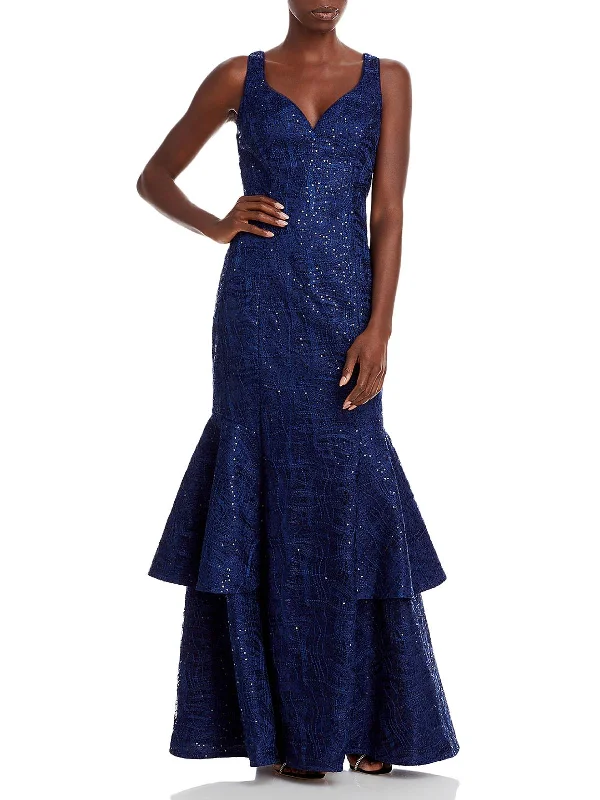 Minimalist Shift Party Dress for Modern Style -Womens Sequined Mermaid Evening Dress