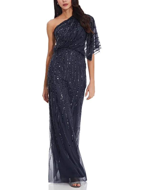 Back Tie Party Dress for Elegant Adjustability -Womens Sequined Mesh Formal Dress
