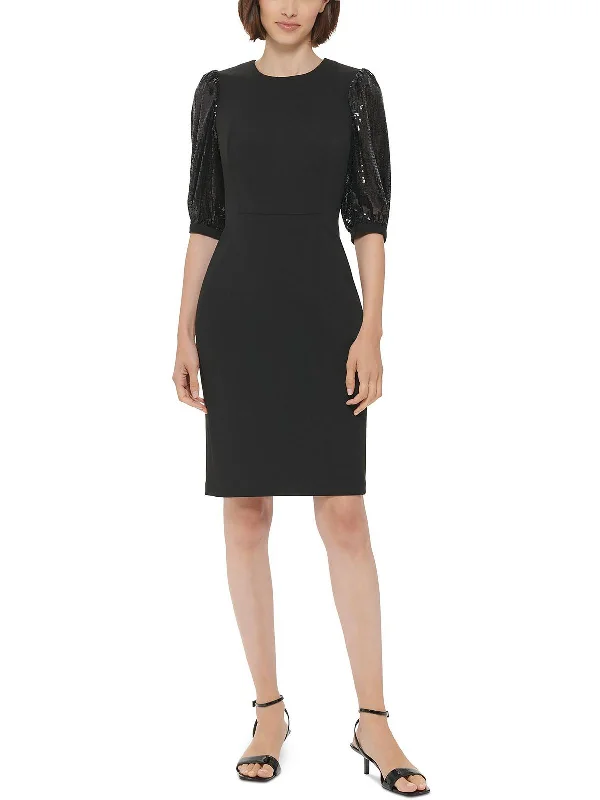 Deep Cut Party Dress for Club Style -Womens Sequined Midi Cocktail and Party Dress