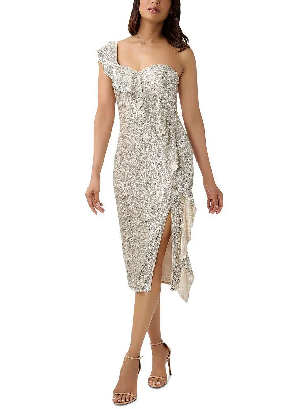 Layered Organza Party Dress for Evening Gala -Womens Sequined Midi Cocktail and Party Dress