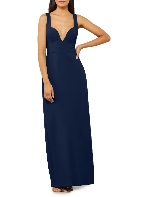 Satin Skirt Party Dress for Evening Look -Womens Sheath V-Neck Evening Dress