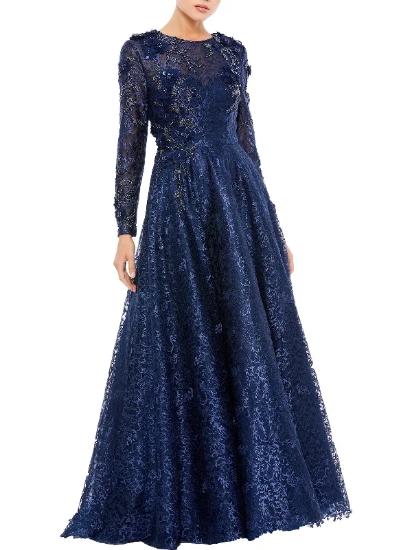 Lace-Up Party Dress for Bold Look -Womens Sheer Long Evening Dress