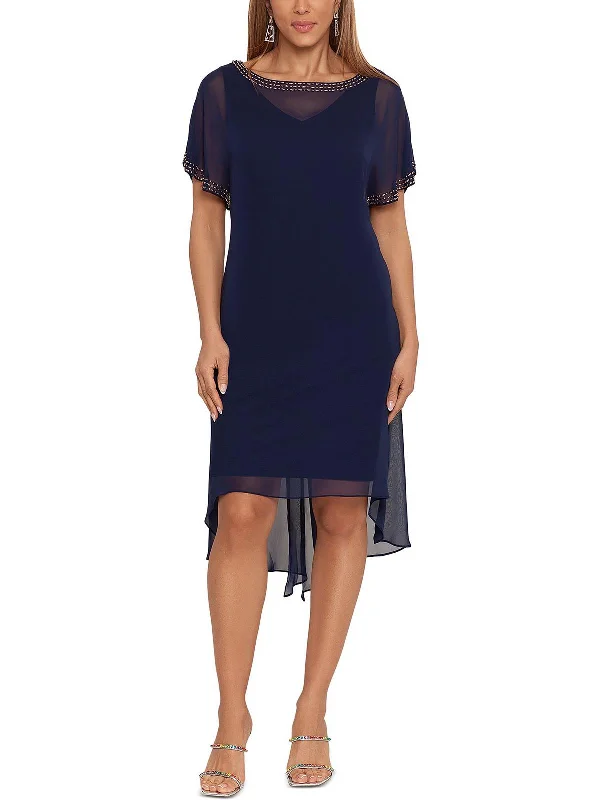 Open-Back Party Dress for Chic Look -Womens Sheer Midi Cocktail and Party Dress