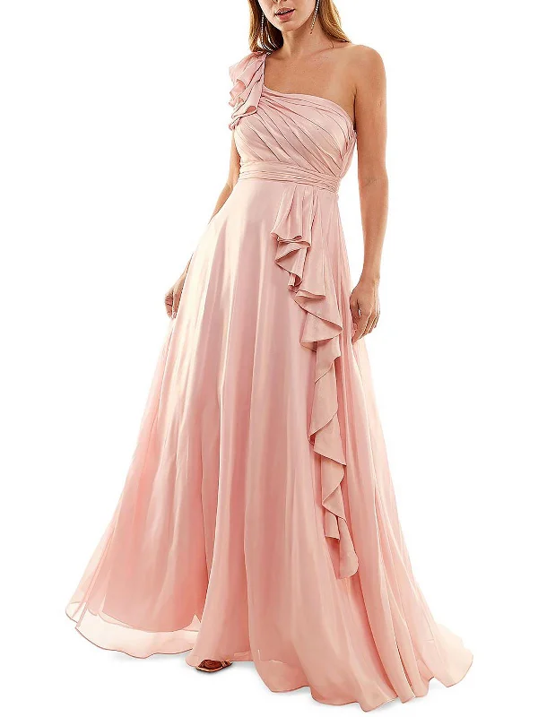 Polka Dot Party Dress for Retro Charm -Womens Shimmer One Shoulder Evening Dress