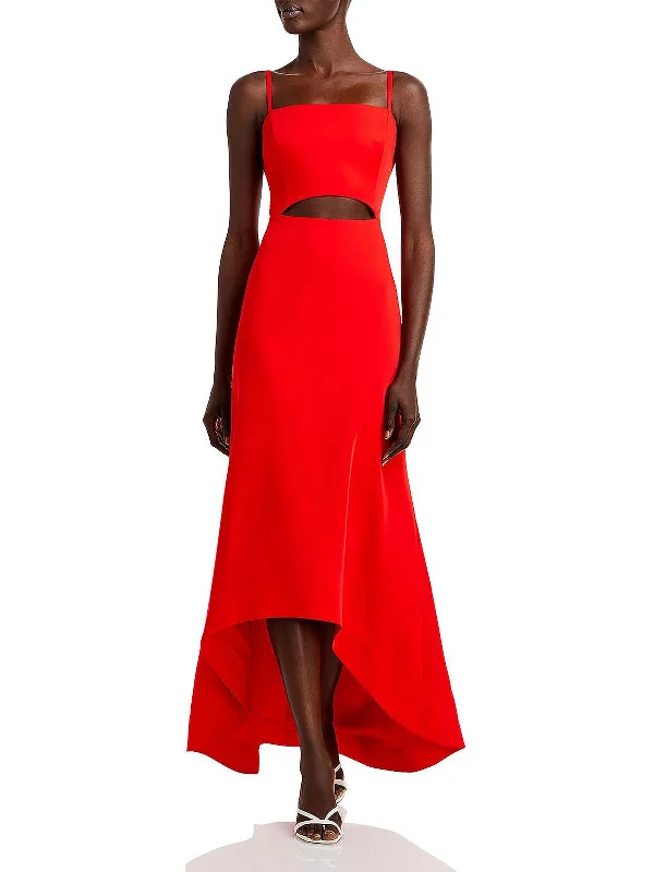 Minimalist Party Dress for Understated Elegance -Womens Square Neck Cut Out Evening Dress