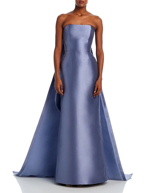 Floor-Length Satin Party Dress for Formal Affair -Womens Strapless Maxi Evening Dress