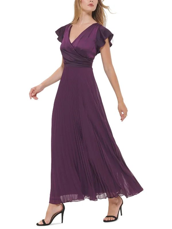 Layered Tulle Party Dress for Girly Style -Womens Surplice Neckline Long Evening Dress