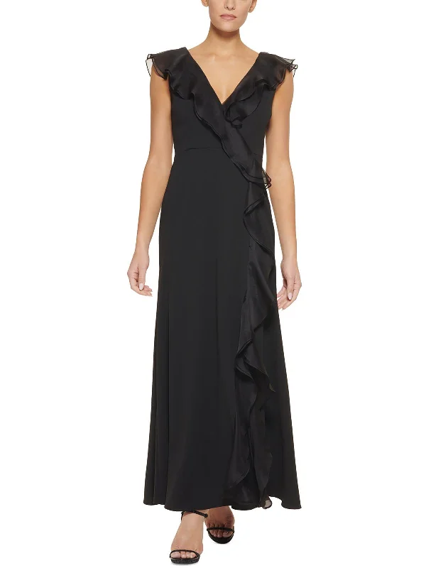 Fit-and-Flare Party Dress for Stylish Comfort -Womens Surplice Ruffeled Evening Dress Fit-and-Flare Party Dress for Stylish Comfort -Womens Surplice Ruffeled Evening Dress