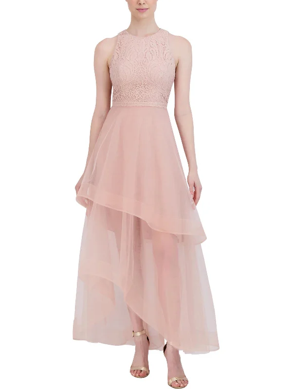 Tulle Overlay Party Dress for Voluminous Look -Womens Tulle Maxi Evening Dress