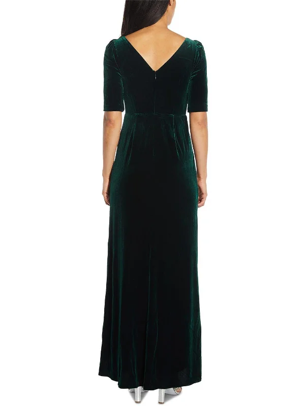 Luxury Silk Party Dress for Gala Night -Womens Velvet Hi-Low Evening Dress