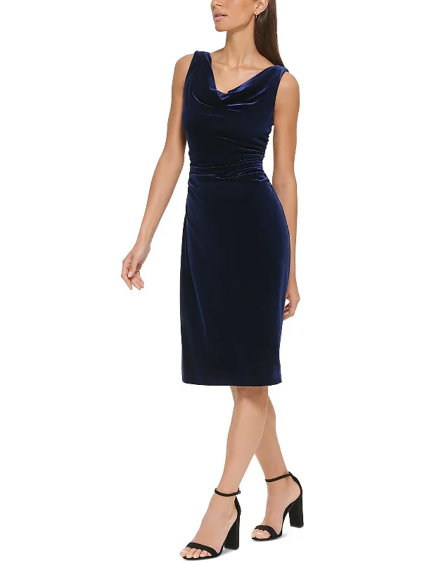 Off-shoulder Bodycon Party Dress for Night Events -Womens Velvet Knee Cocktail and Party Dress