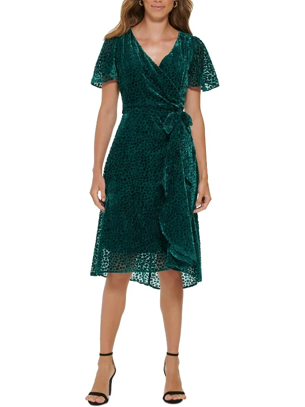 Red Wrap Dress for Date Night -Off-shoulder Wrap Dress -Womens Velvet Knee Wrap Dress Red Wrap Dress for Date Night -Off-shoulder Wrap Dress -Womens Velvet Knee Wrap Dress