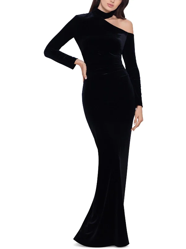 Puff Sleeve Sequin Party Dress for Fun Glam -Womens Velvet Maxi Evening Dress
