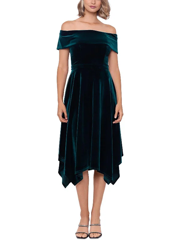 Backless Tulle Party Dress for Chic Look -Womens Velvet Midi Cocktail and Party Dress