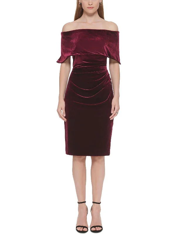 V-neck Party Dress for Feminine Look -Womens Velvet Mini Cocktail and Party Dress