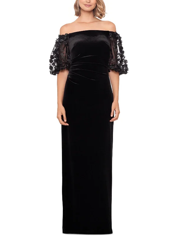 Spaghetti Strap Party Dress for Hot Weather -Womens Velvet Off-The-Shoulder Evening Dress Spaghetti Strap Party Dress for Hot Weather -Womens Velvet Off-The-Shoulder Evening Dress