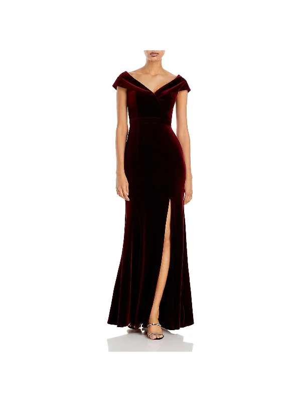 Elegant Emerald Green Party Dress for Formal Night -Womens Velvet Side Slit Evening Dress Elegant Emerald Green Party Dress for Formal Night -Womens Velvet Side Slit Evening Dress