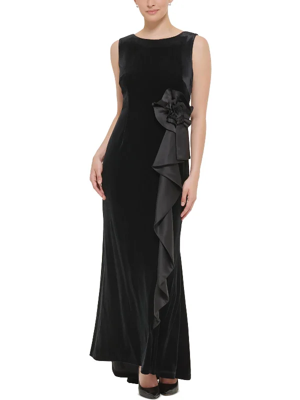 Pastel Pink Party Dress for Soft Look -Womens Velvet Sleeveless Evening Dress