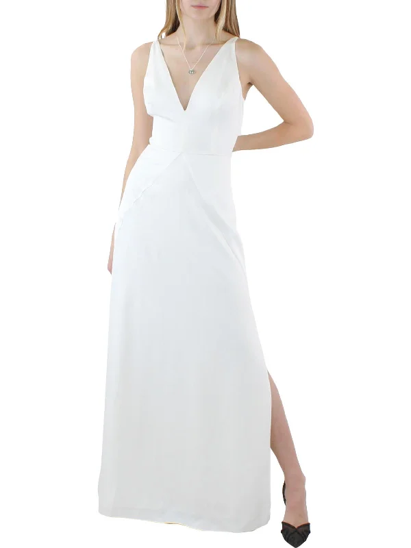 Open Back Satin Party Dress for Elegant Look -Womens Wedding Sleeveless Evening Dress