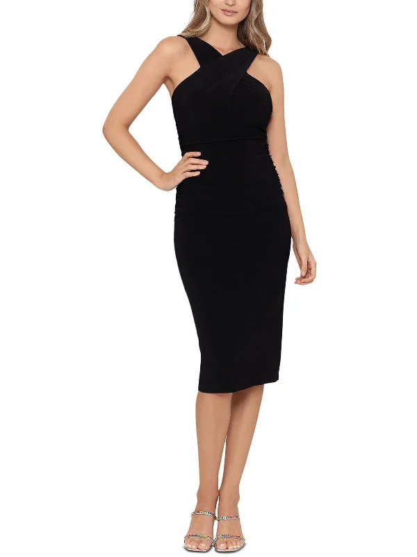 Bodycon Dress for Anniversary Party -Womens X-Neck Midi Bodycon Dress