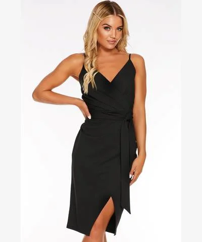 Wrap Dress with Front Tie -Sexy Wrap Dress -Wrap Tie Waist Dress Black
